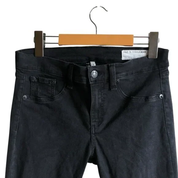 Rag & Bone Black Skinny Pants with Holes Distressed Denim Leggings 29 - Picture 3 of 14